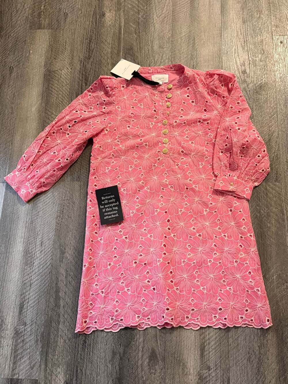 Pomander Place Pink Eyelet Long Sleeve Dress